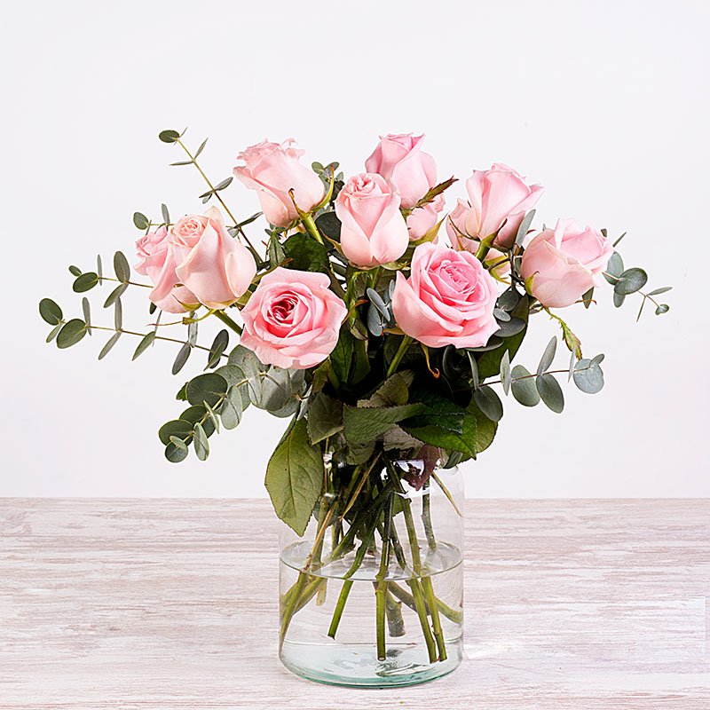 Algodón de Azúcar: 12 rosas rosas
