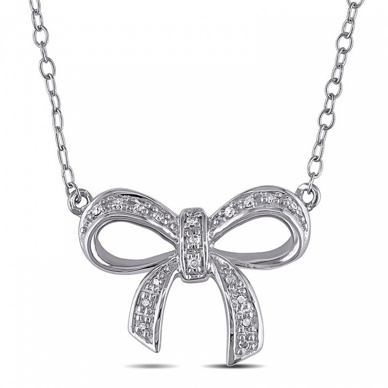 Anhänger 'Silberschleife' mit Diamanten