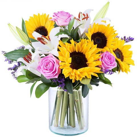 Konfetti: Sonnenblumen und Lilien